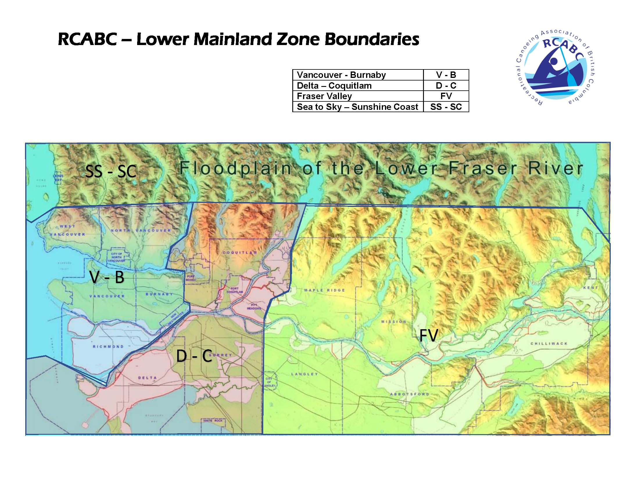 RCABC Lower Mainland Zones Map